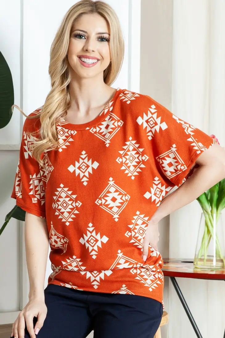 Geometric Short Sleeve Top