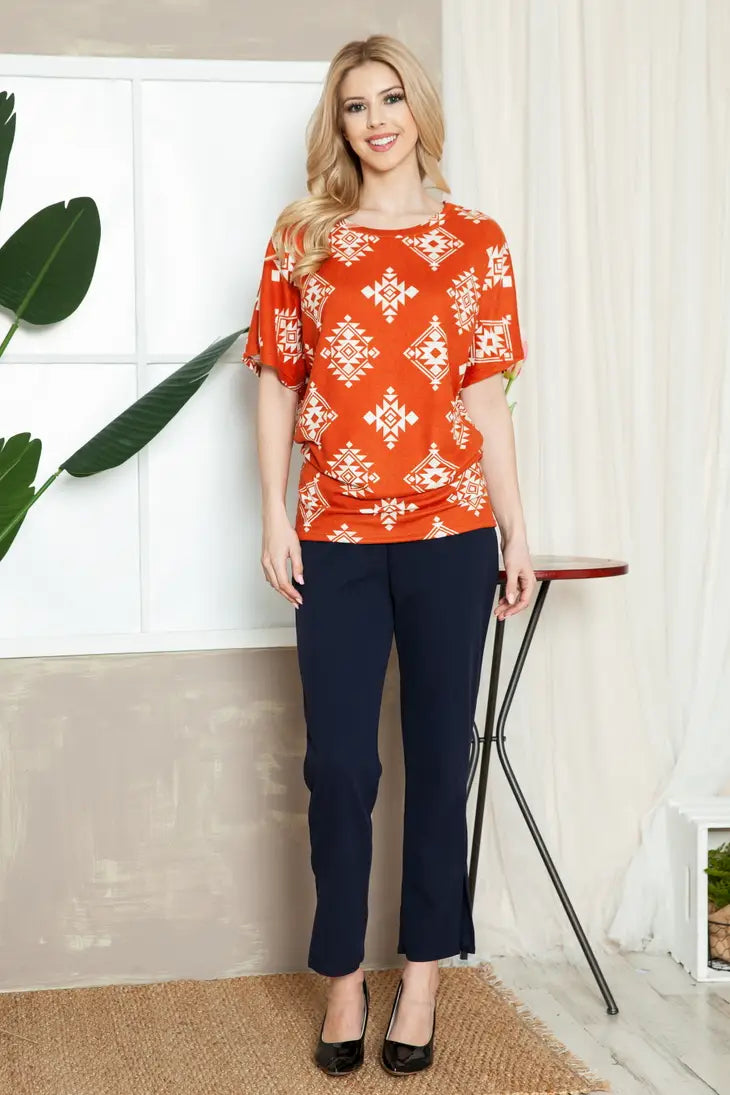 Geometric Short Sleeve Top