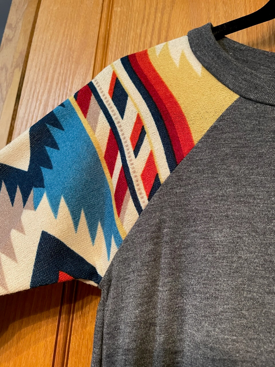 Baseball Tunic Top with Aztec Sleeves