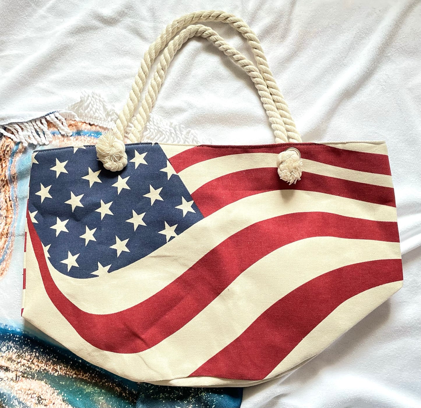 American Flag Summer Beach Tote Bag