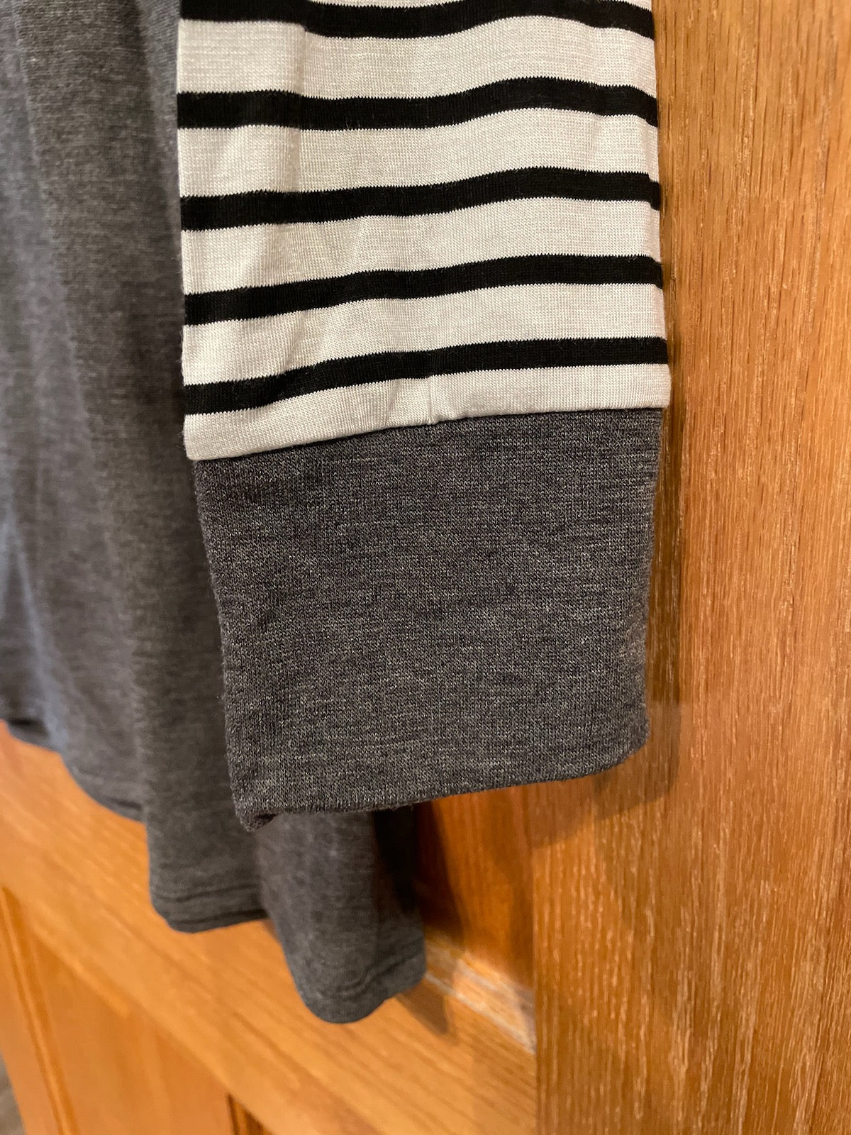 Solid Tunic top with Stripe Sleeves