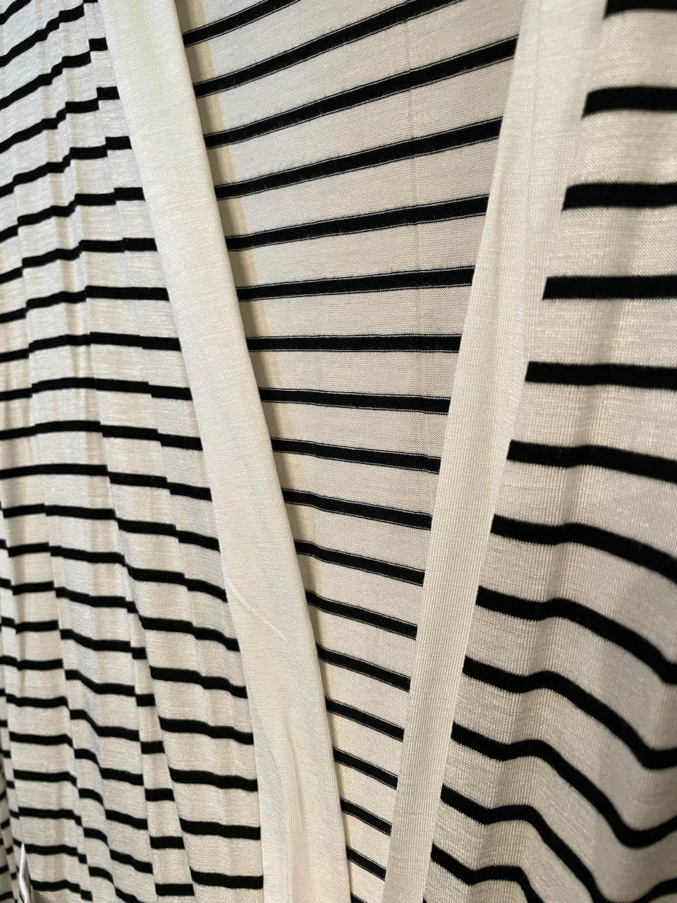 Stripe Open Midi Cardigan with Thumb Hole