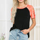 Cutout Solid Top with Tie-Dye Sleeves