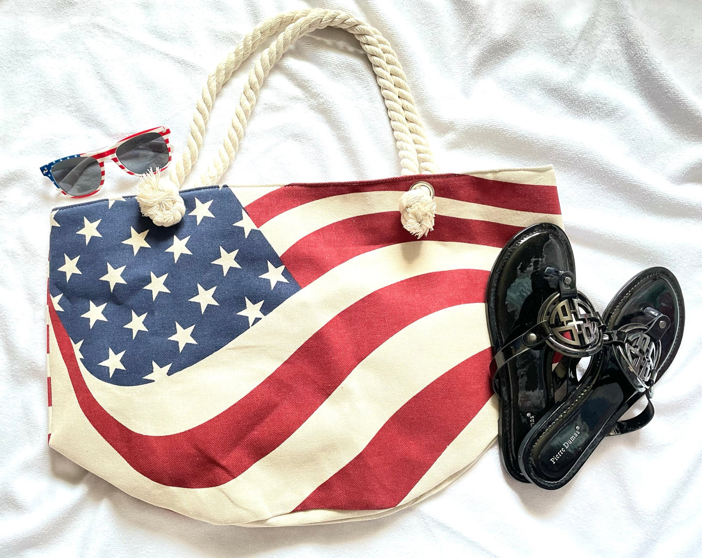 American Flag Summer Beach Tote Bag