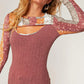 Mahogany Olive & Rust Vertical Floral Peekaboo Cut Out Fitted Top