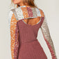 Mahogany Olive & Rust Vertical Floral Peekaboo Cut Out Fitted Top