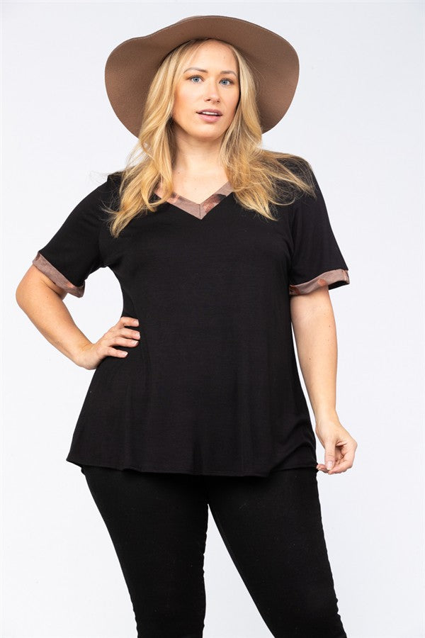 Raven Black Brown V-Neck