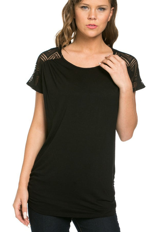 Short Sleeve Tunic with Shoulder Detail