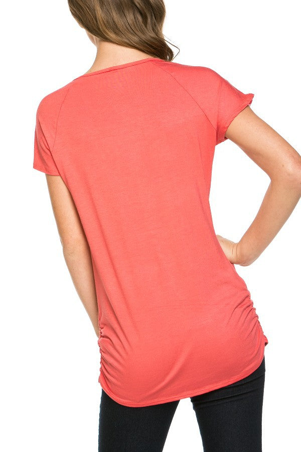 Short Sleeve Tunic with Shoulder Detail
