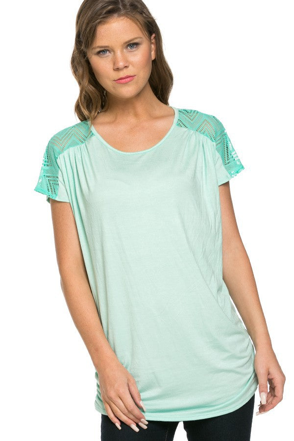 Short Sleeve Tunic with Shoulder Detail