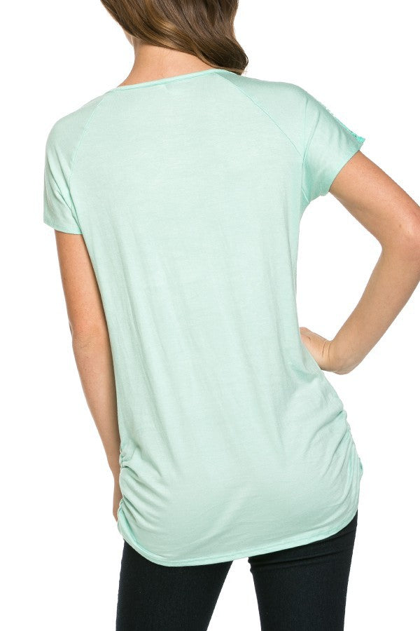 Short Sleeve Tunic with Shoulder Detail