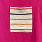 Solid Short Sleeve Top with Stripe Pocket Detail