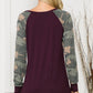 Solid Tunic Top with Camo Sleeves